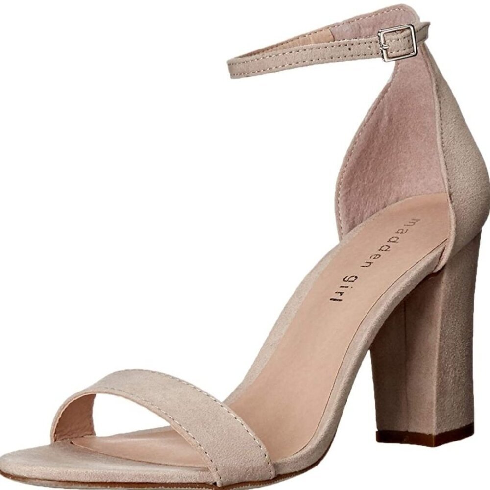 NWT Madden Girl Beella Blush Ankle Strap Block Heel Sandals Size 11M